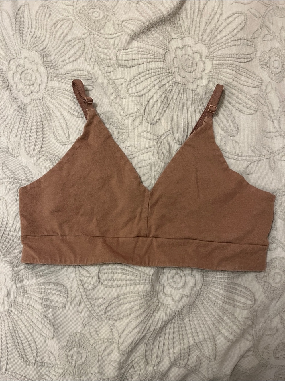 Pact Womenβs Organic Cotton Bralette in Dusty Brown-Size L